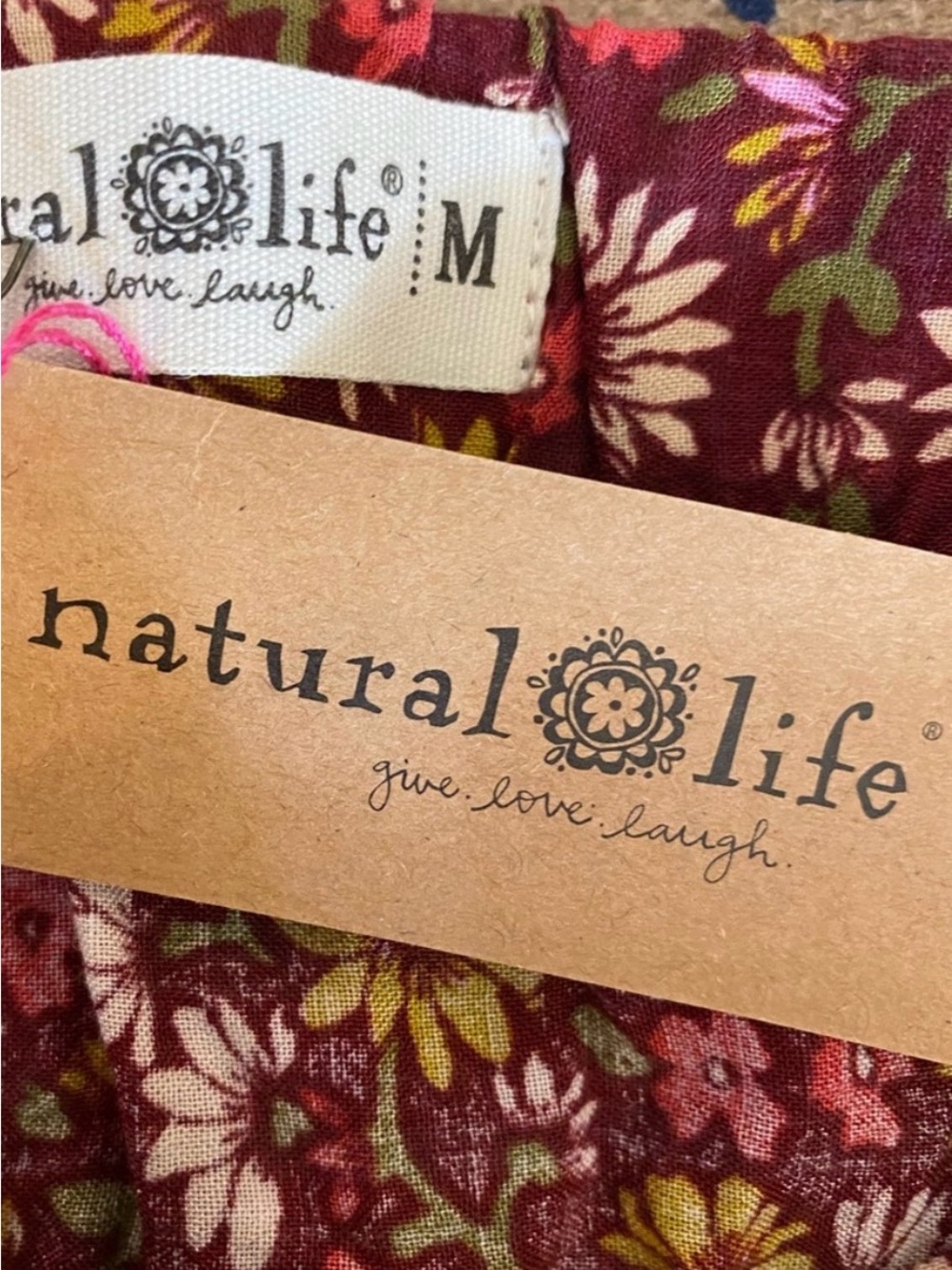 NATURAL LIFE Floral Tiered Maxi Skirt in Rust and Burgundy NWT - Picture 2 of 7